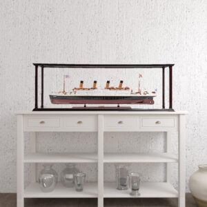 15" Black and Red 1912 RMS Titanic Large Display Case Boat Hand Painted Decorative Boat
