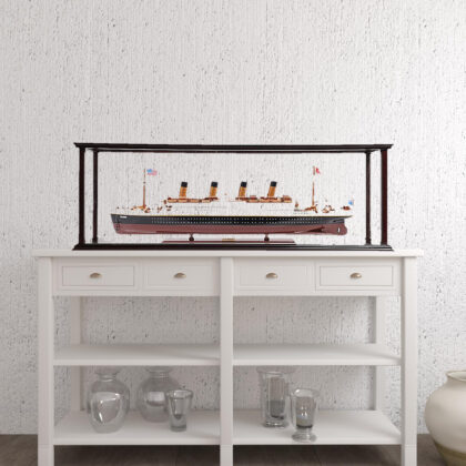 15" Black and Red 1912 RMS Titanic Large Display Case Boat Hand Painted Decorative Boat