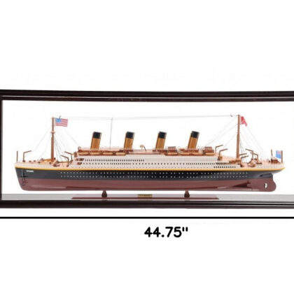 15" Black and Red 1912 RMS Titanic Large Display Case Boat Hand Painted Decorative Boat