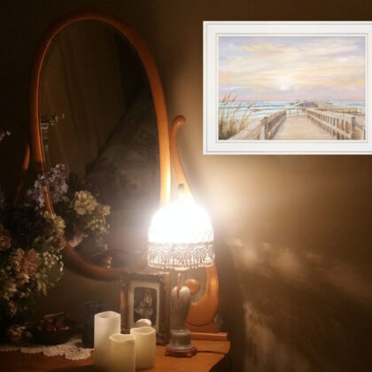 Ponce Inlet Jetty Sunrise 2 White Framed Print Wall Art