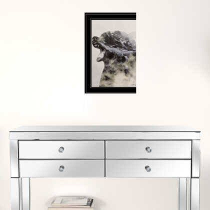 Bear Fog 2 Black Framed Print Wall Art