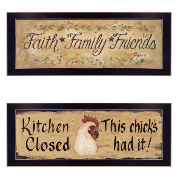 Set Of Two Faith*Family*Friends And This Chick Black Framed Print Wall Art