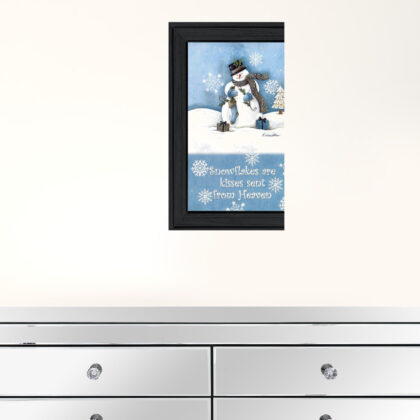 Trendy Snowman 2 Black Framed Print Wall Art