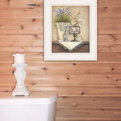 Bath Print 1 White Framed Print Wall Art