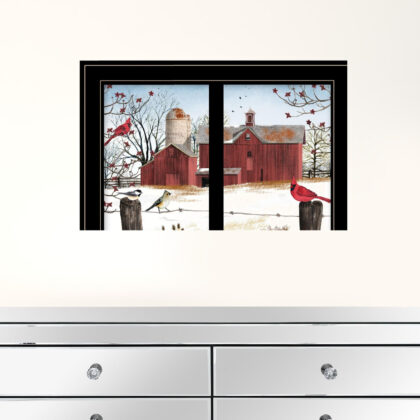 Winter Friends 6 Black Framed Print Wall Art