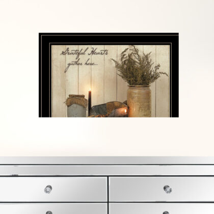 Grateful Hearts 2 Black Framed Print Kitchen Wall Art