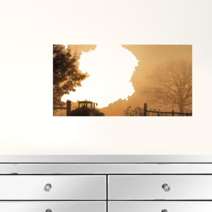 Set Of Two Farm Country Sunrise White Framed Print Wall Art