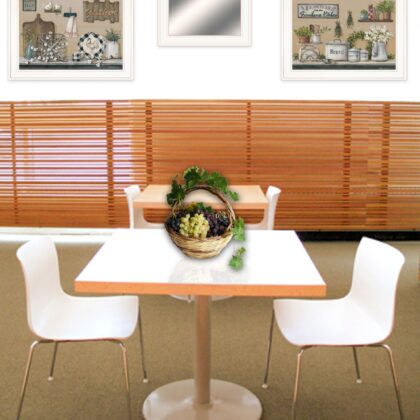 Set Of Three Farmhouse Kitchen 1 White Framed Kitchen Wall Art with Mirror