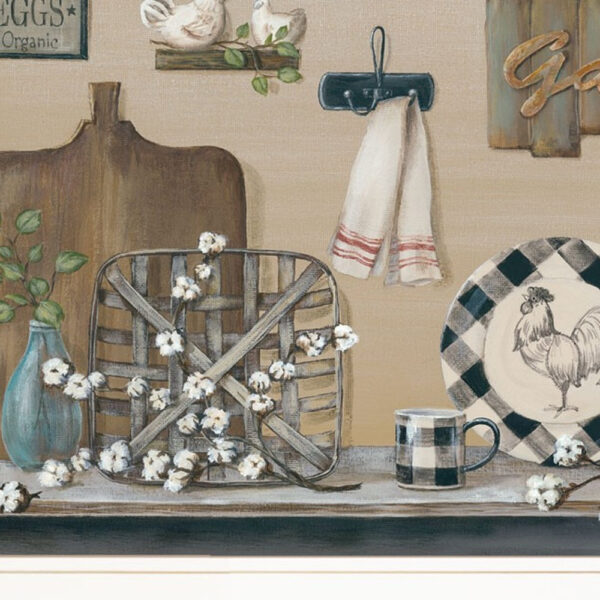 Set Of Three Farmhouse Kitchen 1 White Framed Kitchen Wall Art with Mirror