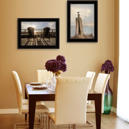 Set Of Two By The Sea 2 Black Framed Print Wall Art
