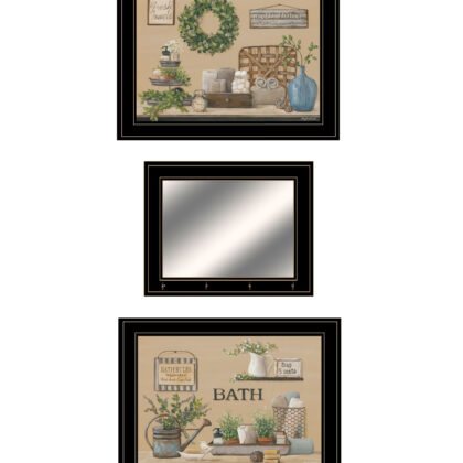 Set Of Three Bath Time 2 Black Framed Print Bathroom Wall Art