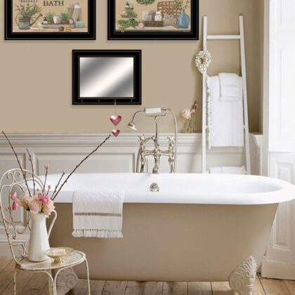 Set Of Three Bath Time 2 Black Framed Print Bathroom Wall Art