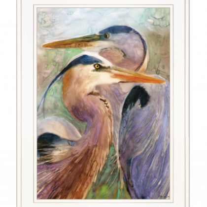 Blue Heron Duet 1 White Framed Print Wall Art