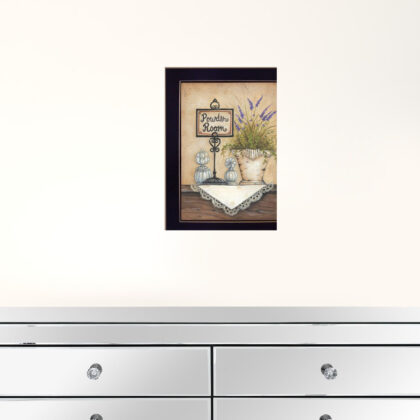 Powder Room 4 Pretty Floral Black Framed Print Bathroom Wall Art