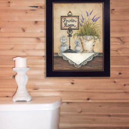 Powder Room 4 Pretty Floral Black Framed Print Bathroom Wall Art