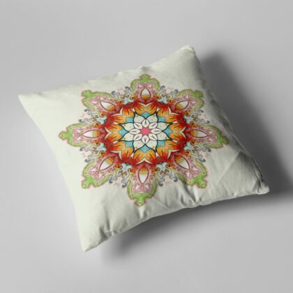 18" Orange Green Mandala Zip Suede Throw Pillow