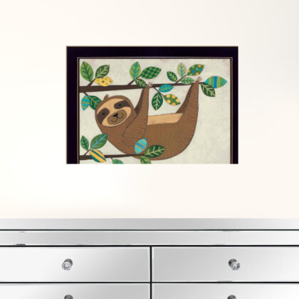 Hanging Sloth I 1 Black Framed Print Wall Art