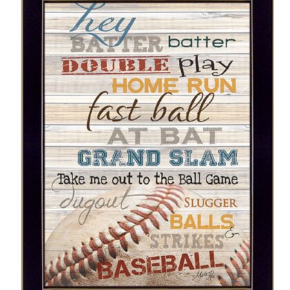 Hey Batter Batter 3 Black Framed Print Wall Art