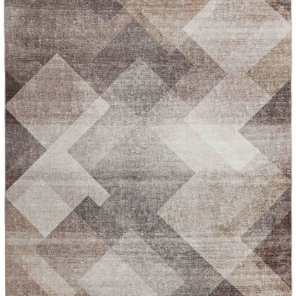 5' X 8' Brown Geometric Stain Resistant Area Rug