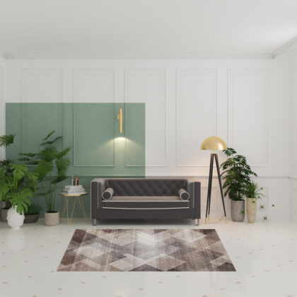 5' X 8' Brown Geometric Stain Resistant Area Rug