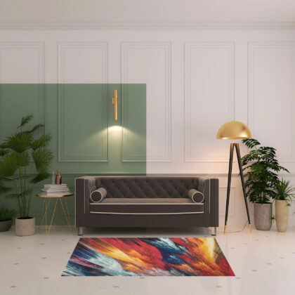 4' X 6' Burst Abstract Power Loom Non Skid Area Rug