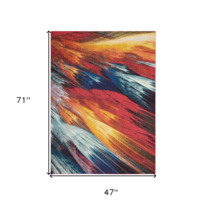 4' X 6' Burst Abstract Power Loom Non Skid Area Rug
