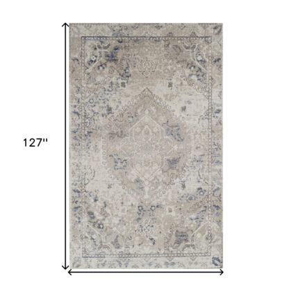 8' X 11' Ivory Oriental Distressed Area Rug