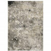 5' X 8' Grey Ivory Beige Charcoal Black Tan And Brown Abstract Power Loom Stain Resistant Area Rug