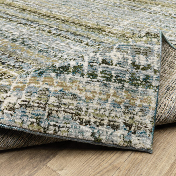2' X 3' Blue Green Teal And Grey Abstract Power Loom Stain Resistant Area Rug