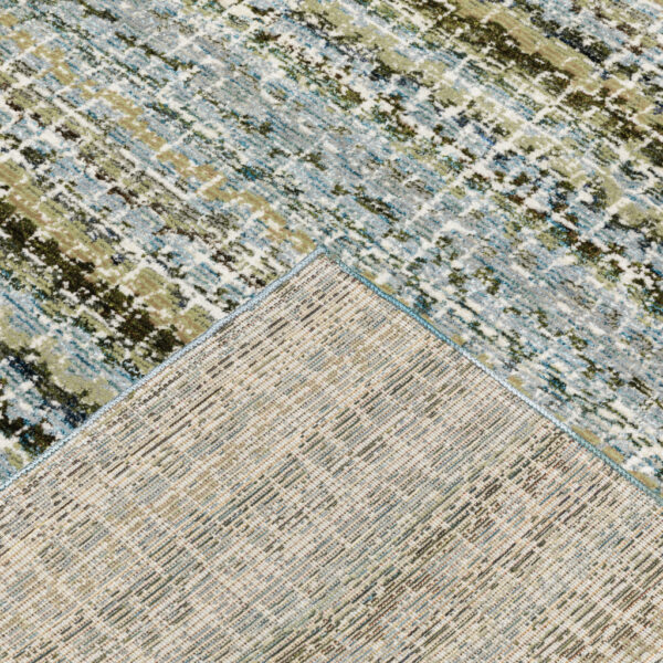 2' X 3' Blue Green Teal And Grey Abstract Power Loom Stain Resistant Area Rug