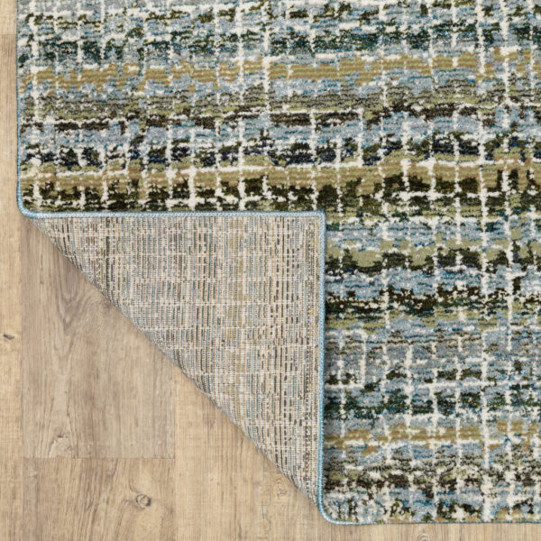 2' X 3' Blue Green Teal And Grey Abstract Power Loom Stain Resistant Area Rug