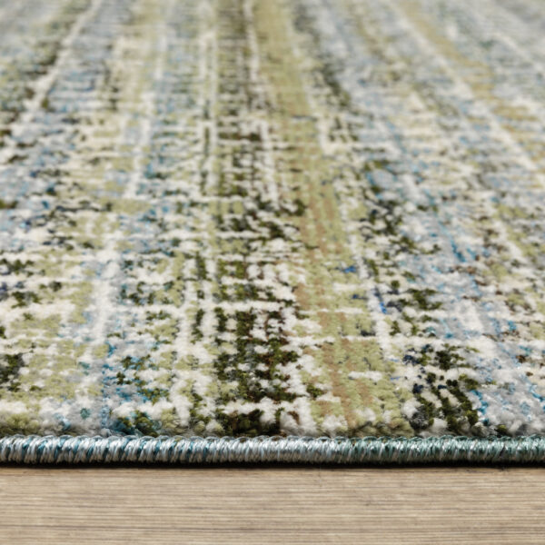 2' X 3' Blue Green Teal And Grey Abstract Power Loom Stain Resistant Area Rug