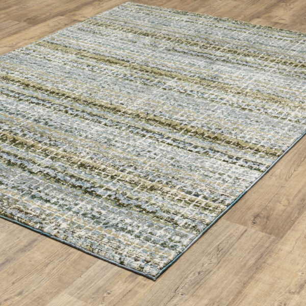 2' X 3' Blue Green Teal And Grey Abstract Power Loom Stain Resistant Area Rug