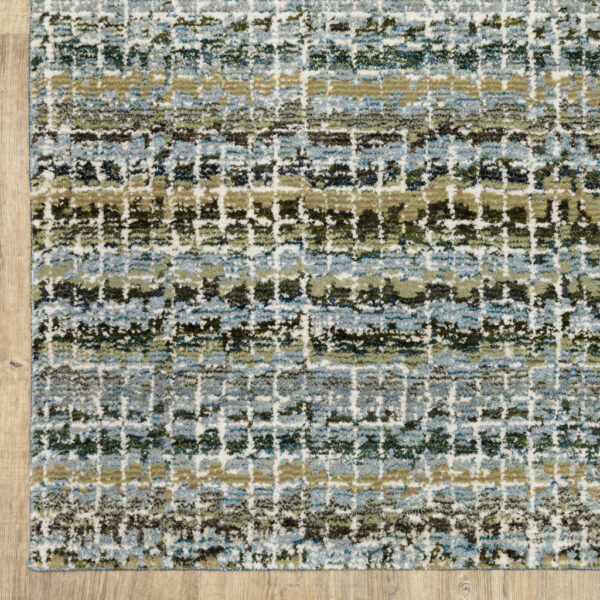 2' X 3' Blue Green Teal And Grey Abstract Power Loom Stain Resistant Area Rug