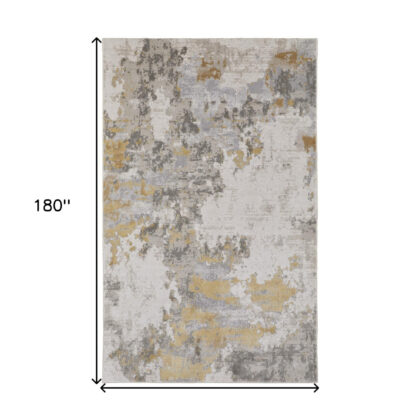 12' X 15' Ivory Gold And Gray Abstract Stain Resistant Area Rug