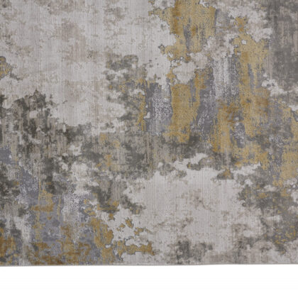 12' X 15' Ivory Gold And Gray Abstract Stain Resistant Area Rug