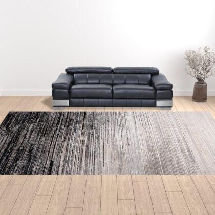 12' X 18' Black And Dark Gray Abstract Area Rug