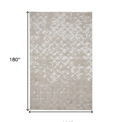 12' X 15' Silver Gray And White Abstract Area Rug