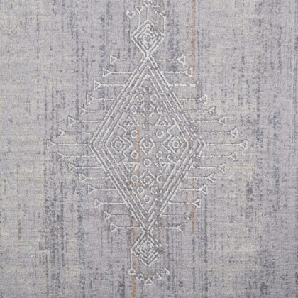 8' Gray Ivory And Orange Geometric Power Loom Distressed Stain Resistant Runner Rug
