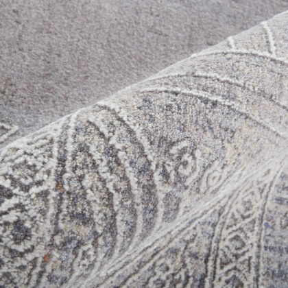 8' Gray Ivory And Orange Geometric Power Loom Distressed Stain Resistant Runner Rug