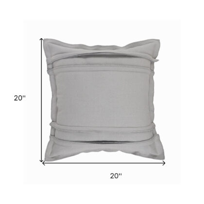 20" X 20" Light Gray Cotton Zippered Pillow