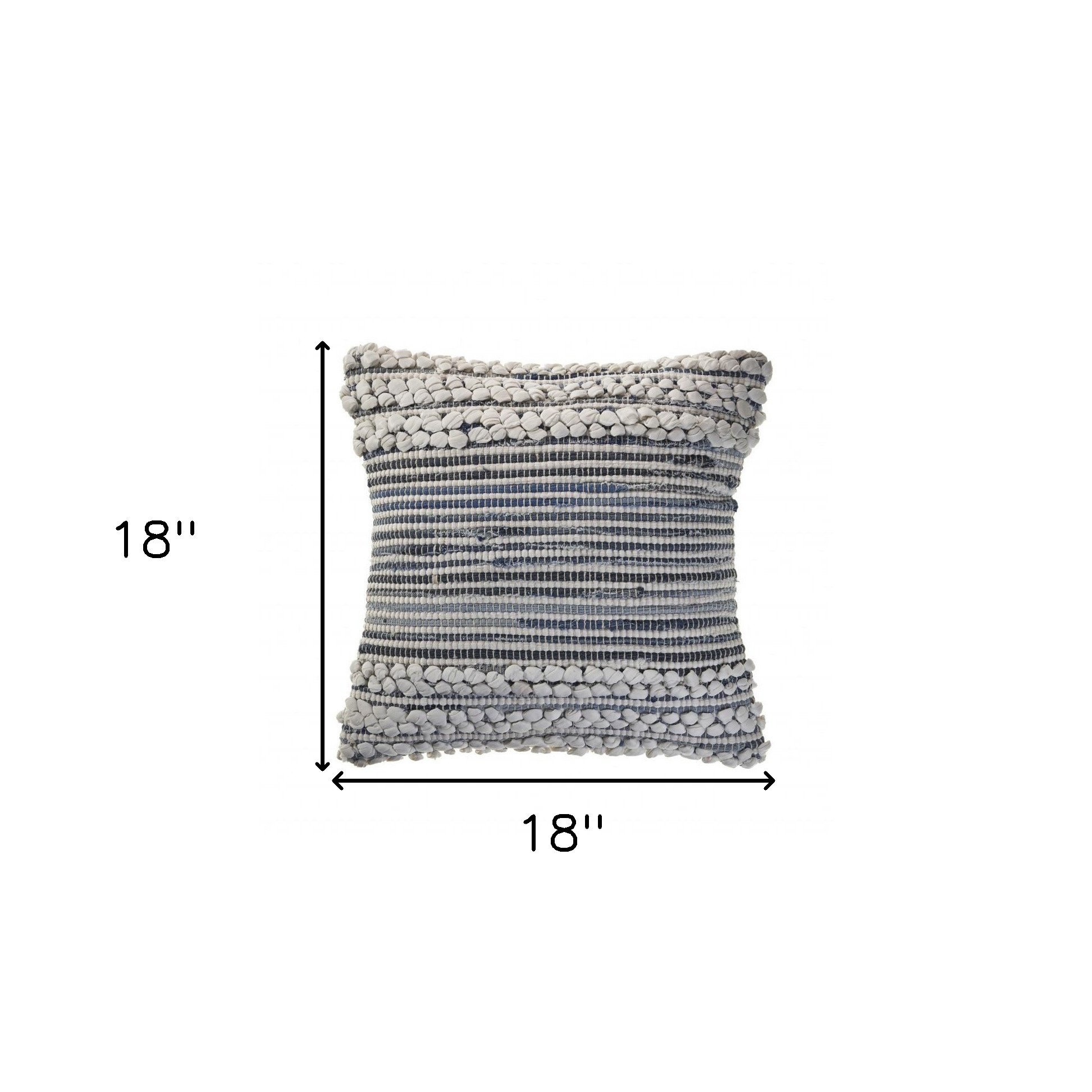 18" X 18" Blue And Ivory 100% Cotton Geometric Zippered Pillow - Image 8