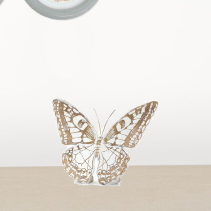 Set Of Three 6" Brown and White Polyresin Butterfly Figurine
