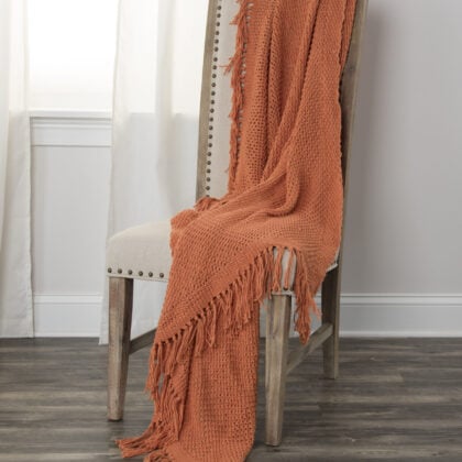 Orange Woven 100% Cotton Throw Blanket