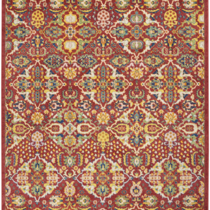 9' x 12' Red Floral Power Loom Area Rug