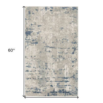 3' X 5' Blue and Gray Abstract Power Loom Area Rug