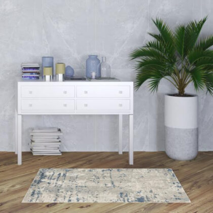 3' X 5' Blue and Gray Abstract Power Loom Area Rug