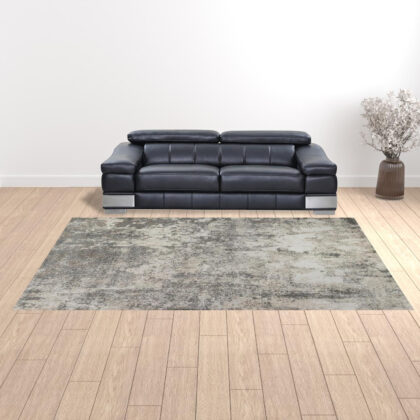 9' x 12' Gray and Beige Abstract Power Loom Area Rug