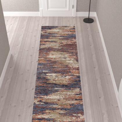 10' Rust Abstract Power Loom Runner Rug