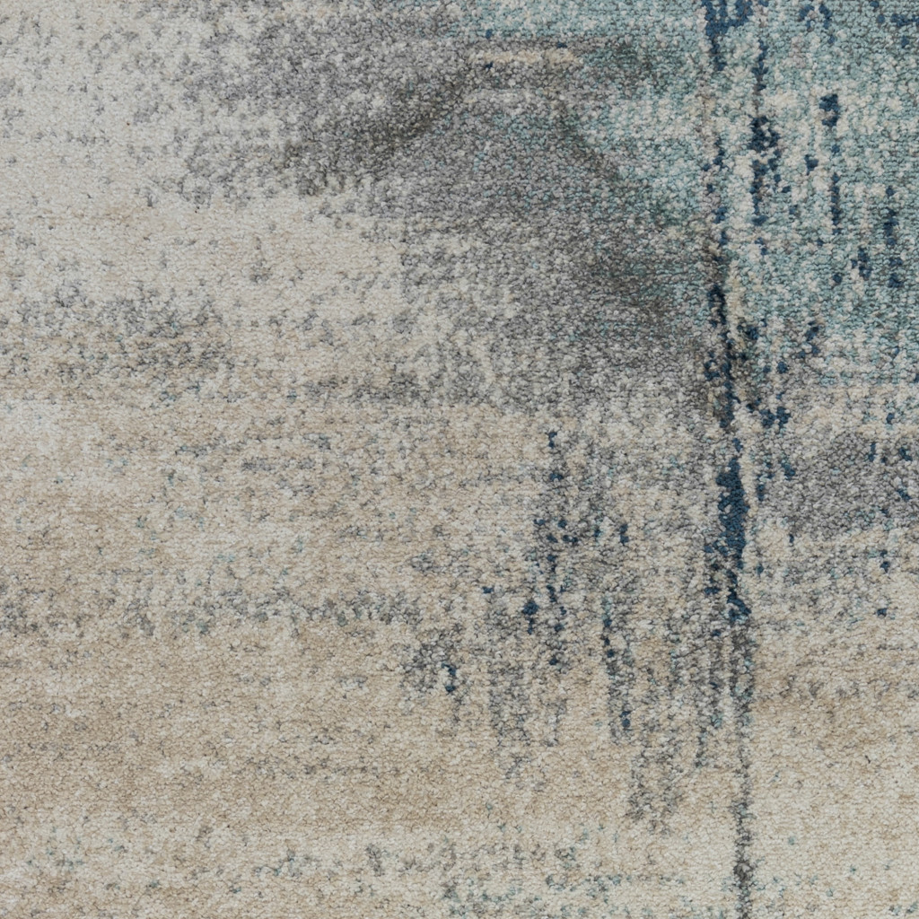 2' x 3' Blue and Gray Abstract Power Loom Area Rug